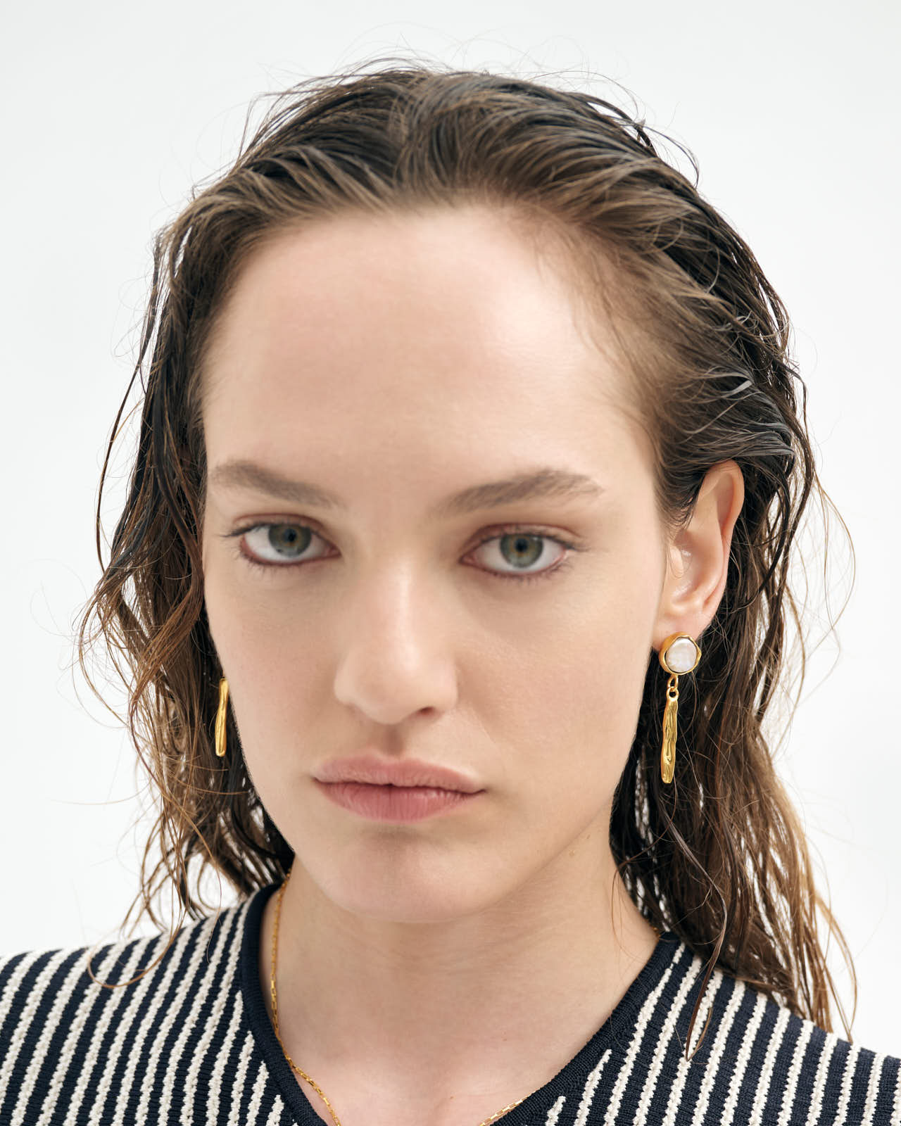 Pearl Drops Gold Earrings