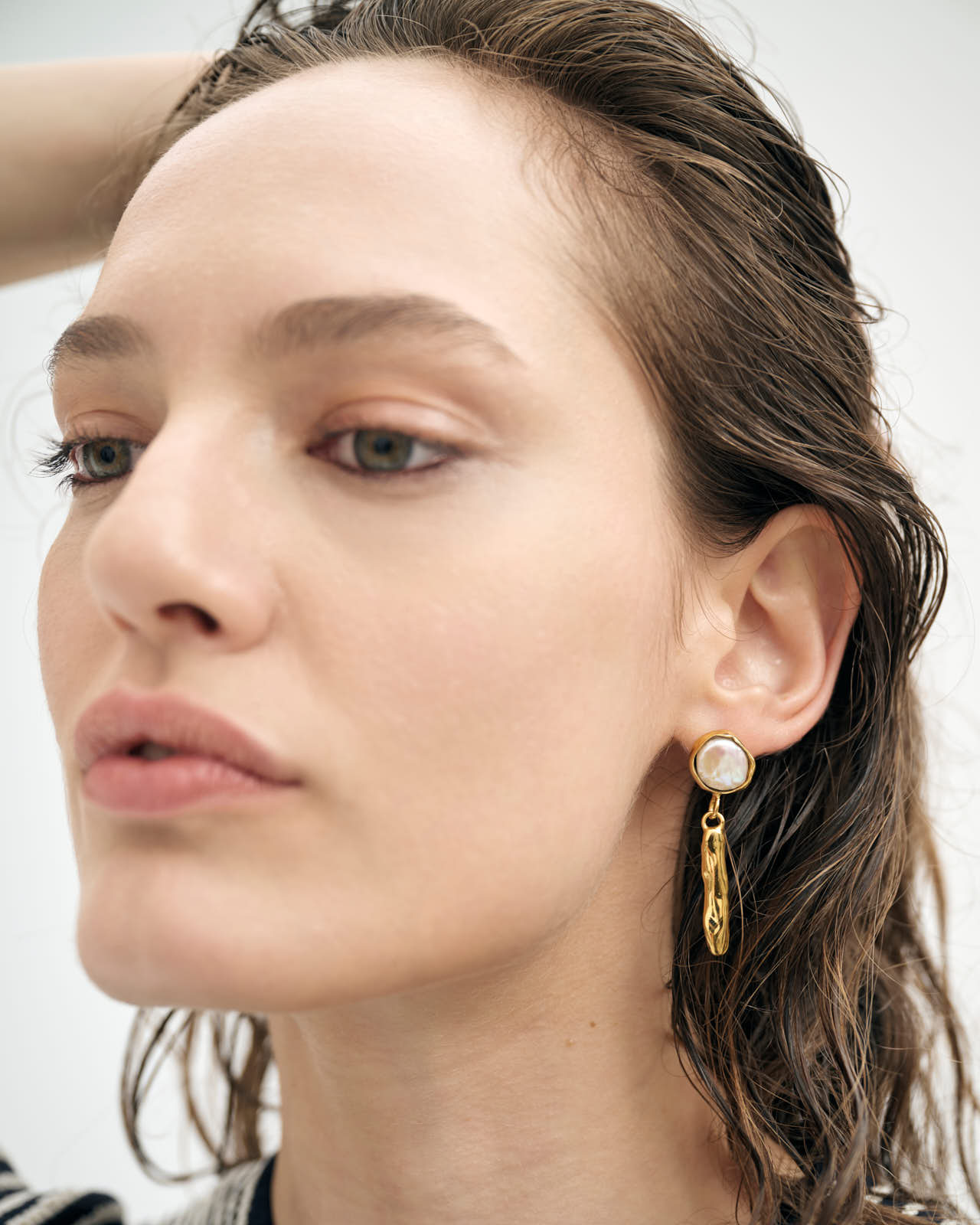 Pearl Drops Gold Earrings