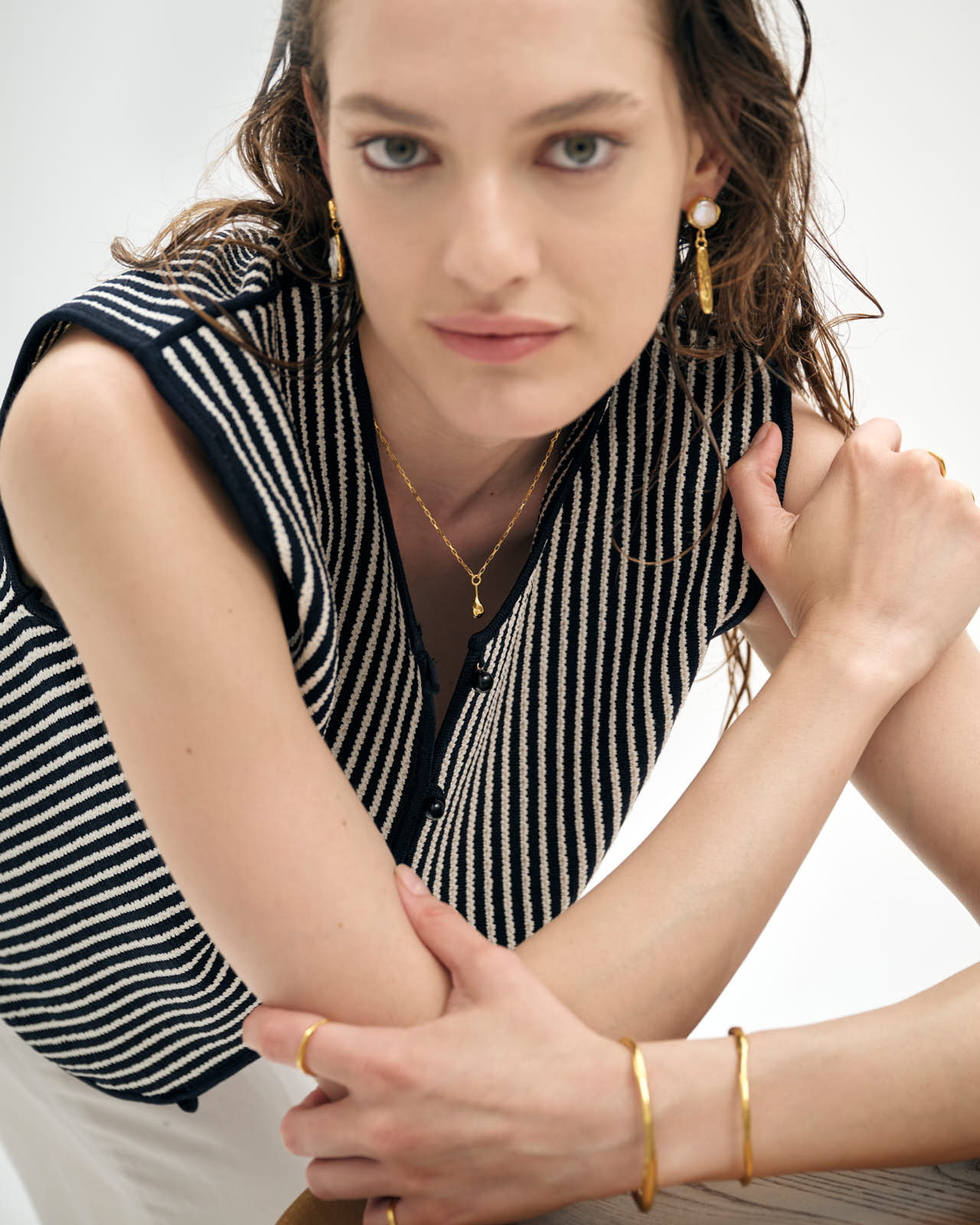 Pearl Drops Gold Earrings