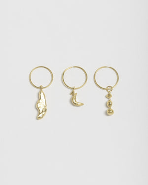 Two Gold Charm Earring