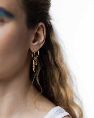 Blue Gold Charm Earring